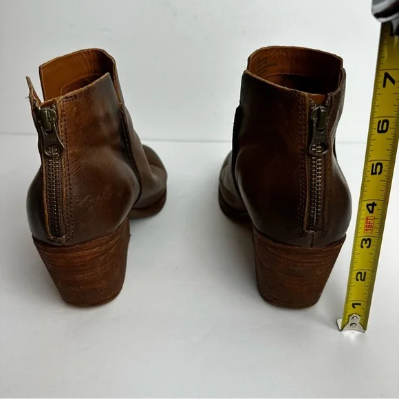 Kork-Ease Chandra Brown Leather Ankle Boots Women's Sz 9.5 Stacked Wooden Heel - Picture 5 of 10